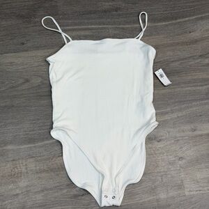 Old Navy White Ribbed Bodysuit Size Medium